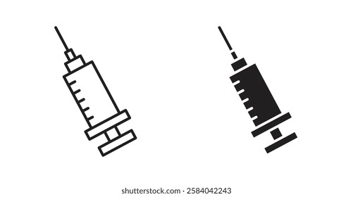 Syringe icon set in thin line. vector illustrations for web