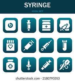 syringe icon set. Vector  illustrations related with Beats pill, Syringe and Drug