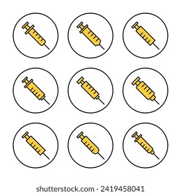 Syringe icon set vector. injection sign and symbol. vaccine icon