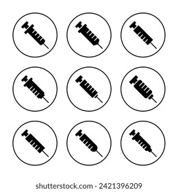Syringe icon set vector. injection sign and symbol. vaccine icon