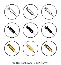 Syringe icon set vector. injection sign and symbol. vaccine icon