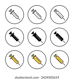 Syringe icon set vector. injection sign and symbol. vaccine icon