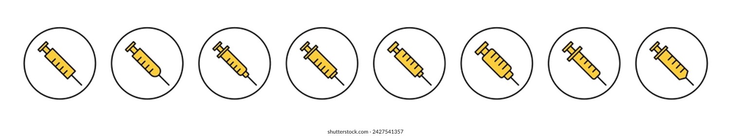 Syringe icon set vector. injection sign and symbol. vaccine icon