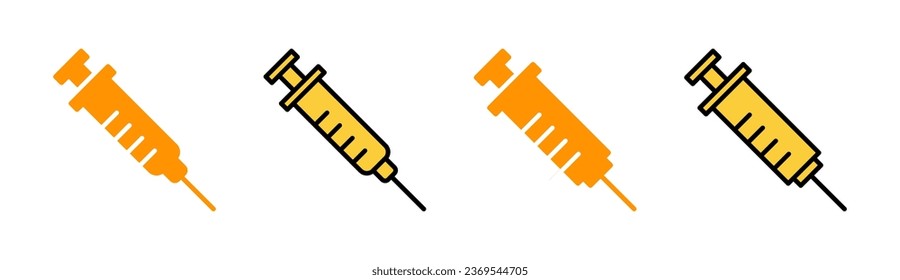 Conjunto de iconos de la jeringa para la aplicación web y móvil. signo y símbolo de inyección. icono de vacuna