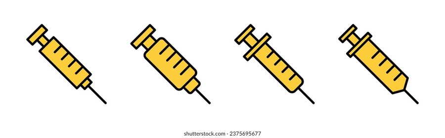 Conjunto de iconos de la jeringa para la aplicación web y móvil. signo y símbolo de inyección. icono de vacuna