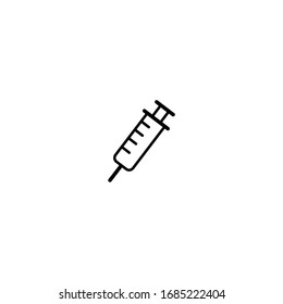 syringe icon. simple, flat, black, outline.