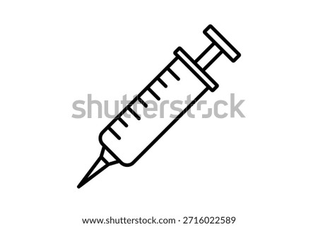 Syringe icon. Suitable for medical projects. Line icon, perfect for UI, mobile apps, websites, presentations, and infographics. Fully editable and optimized for digital and print use