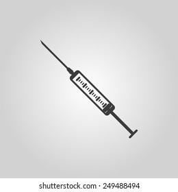 The syringe icon. Syringe symbol. Flat Vector illustration