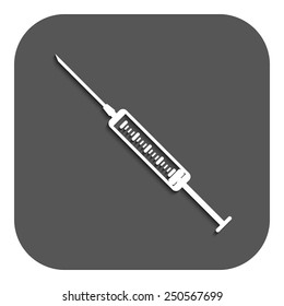 The syringe icon. Syringe symbol. Flat Vector illustration. Button