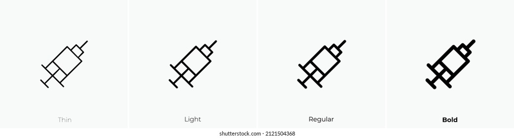 syringe icon. Thin, Light Regular And Bold style design isolated on white background