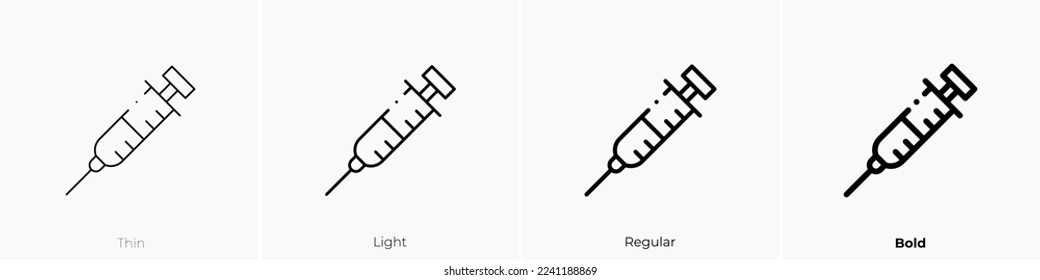 syringe icon. Thin, Light Regular And Bold style design isolated on white background