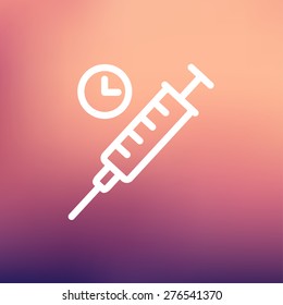 Syringe icon thin line for web and mobile, modern minimalistic flat design. Vector white icon on gradient mesh background.