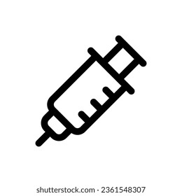 Icono de la jeringa en estilo plano de moda aislado en fondo blanco. Símbolo de silueta sintética para tu diseño de sitio web, logotipo, aplicación, interfaz de usuario. Ilustración del vector, EPS10.