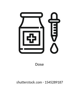 Syringe Icon, Vaccination Dosage Icon Vector Illustration Black Linear On White Background