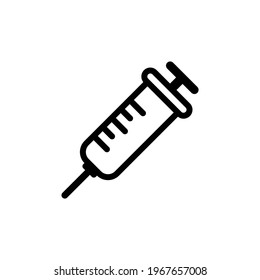 Syringe icon vector black liner icon. Syringe for vaccination symbol Vector EPS 10