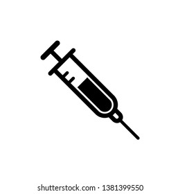 syringe icon vector black and white 