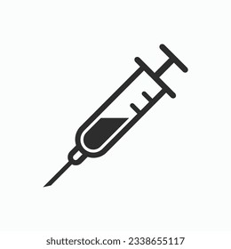 Vector de iconos de la jeringa en blanco y negro. Los médicos suelen usar jeringas para prevenir y tratar enfermedades malignas.