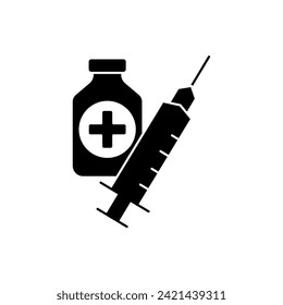 syringe Icon Vector Design Template. Editable Stroke.