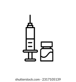 
Vector de iconos de la jeringa. Los médicos suelen usar agujas para prevenir y tratar enfermedades malignas.