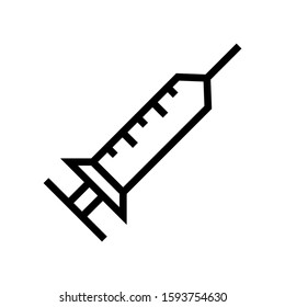 Syringe icon vector flat design in linear style on white background