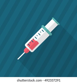 Syringe icon , Vector flat long shadow design.