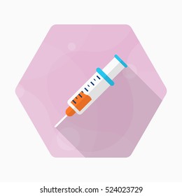 Syringe icon , Vector flat long shadow design.