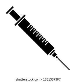 Vector de icono de la jeringa. Señal plana aislada en fondo blanco. Símbolo de la medicina, vacuna e inyección. Ilustración del vector, EPS10.