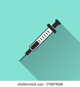 Syringe  icon, vector illustration, flat design.