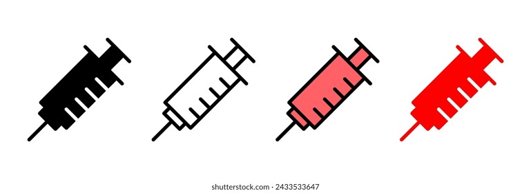 Spritzen-Symbol Vektor-Illustration. Injektionszeichen und Symbol. Impfstoff-Symbol
