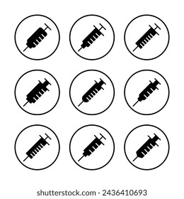Spritzen-Symbol Vektor-Illustration. Injektionszeichen und Symbol. Impfstoff-Symbol