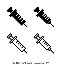 Ilustración vectorial del icono de la jeringa. signo y símbolo de inyección. icono de la vacuna