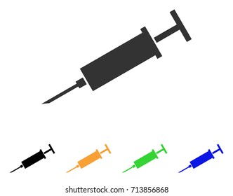 Syringe icon. Vector illustration style is a flat iconic syringe symbol with black, gray, green, blue, yellow color variants. Designed for web and software interfaces.
