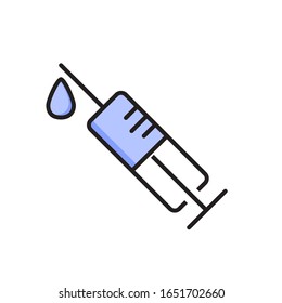 Syringe icon vector. Injection of a patient or vaccination against dangerous diseases to prevent an epidemic. Сourse of antibiotics for the treatment.