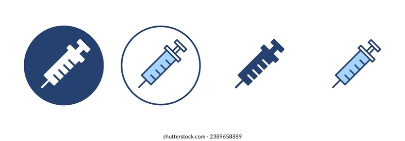 Spritzensymbol, Vektorgrafik. Injektionszeichen und Symbol.Impfstoff-Symbol