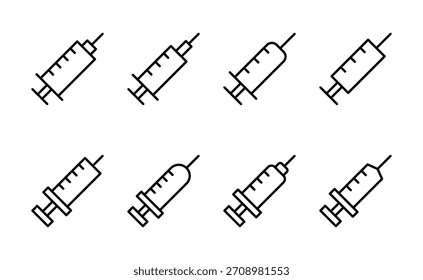 Icono de la jeringa. Vector de la inyección y símbolo. icono de la vacuna