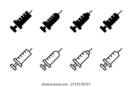 Icono de la jeringa. Vector de la inyección y símbolo. icono de la vacuna