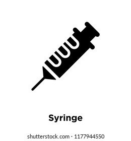 Syringe icon vector isolated on white background, logo concept of Syringe sign on transparent background, filled black symbol