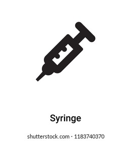 Syringe icon vector isolated on white background, logo concept of Syringe sign on transparent background, filled black symbol