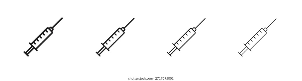 Ícone da seringa. Pictogramas isolados por vetor.