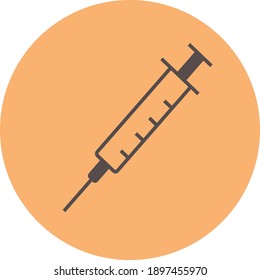 Syringe Icon Vector on a peach background. Injection sign icon page symbol for your web site design  logo, app, UI. Vector illustration, EPS10.