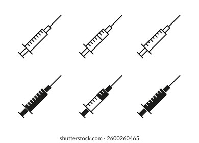 Syringe icon. Syringe vector set. Vaccine sign. Isolated vaccination icon set. Syringe injection vector sign.
