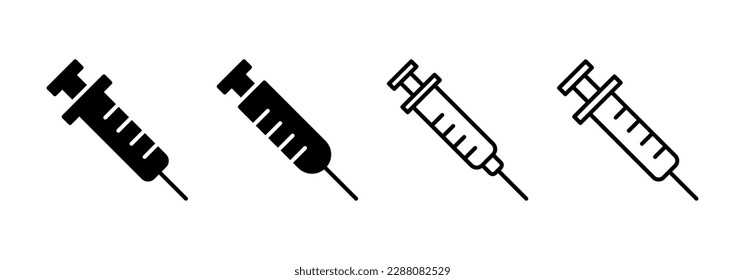 Símbolo de icono de la jeringa para aplicaciones web y móviles. signo y símbolo de inyección. icono de vacuna