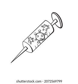 Syringe Icon Vector.Icon medical syringe with needle in flat style, concept of vaccination, injection. Isolated vector illustration