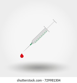 Syringe. Icon for web and mobile application. Vector illustration isolated on a white background. Flat design style.