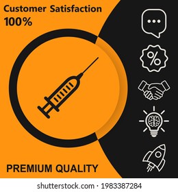 Syringe icon. With yellow and black background option