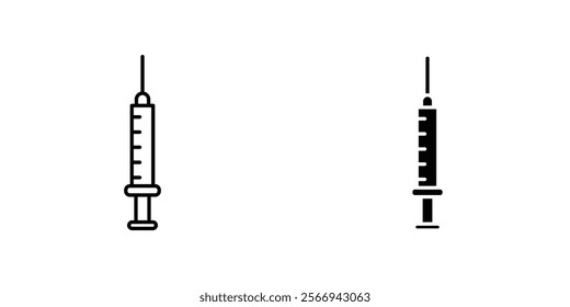 Syringe icons. black and white vector set.