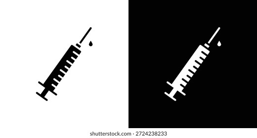 Spritzen-Symbole flaches Vektorkonzept. Schwarzweißillustrationen