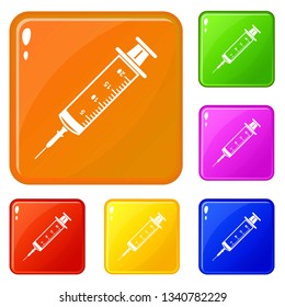 Syringe icons set collection vector 6 color isolated on white background
