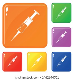 Syringe icons set collection vector 6 color isolated on white background