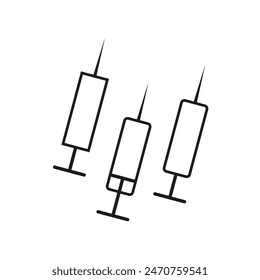 Syringe icons set. Medical needles. Vector illustration. Black and white.